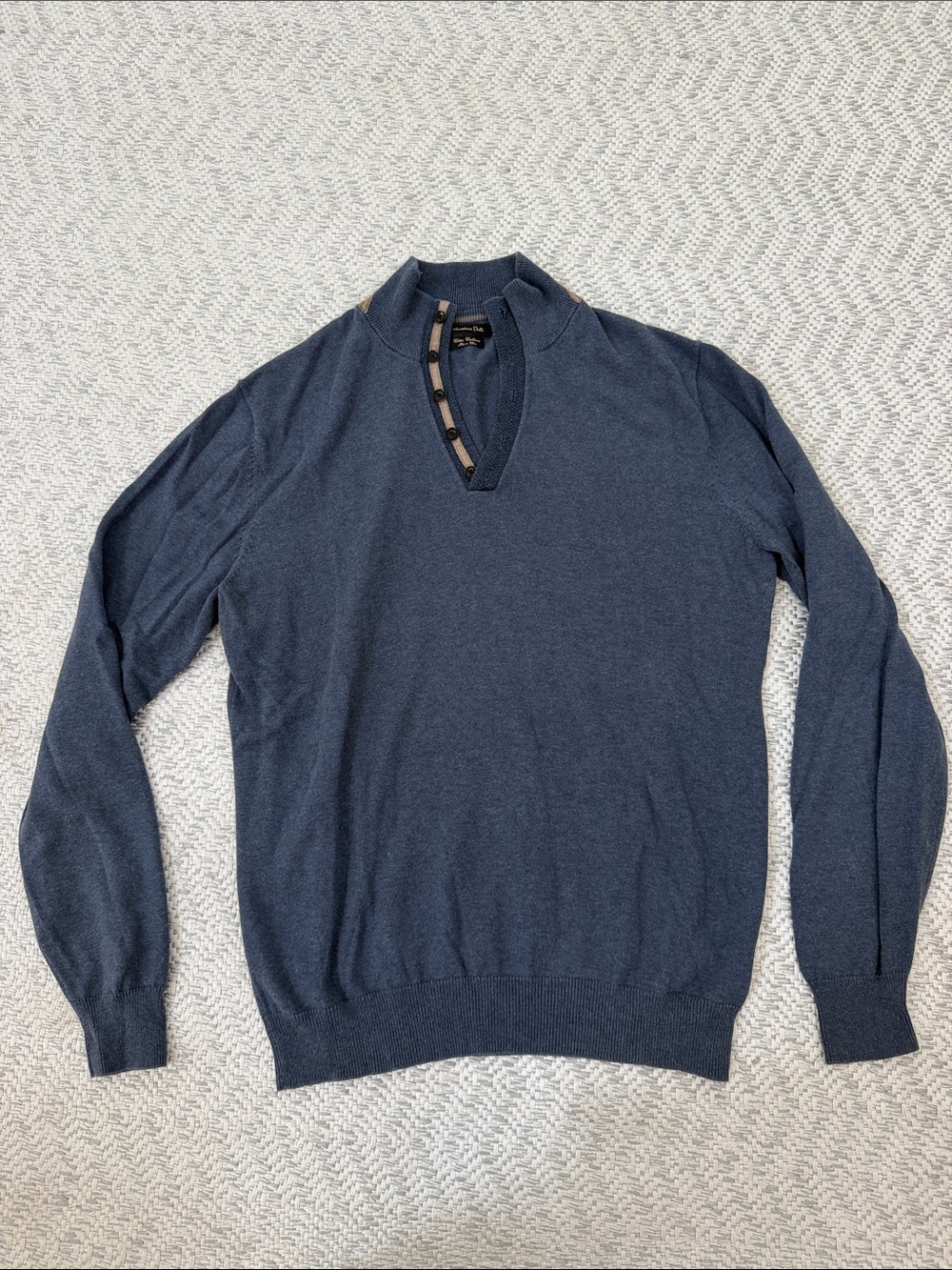 Men's Massimo Duti Navy Quarter-Zip Sweater